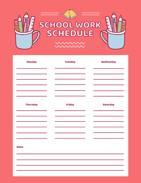 Study Planner with School Stationery Notepad 8.5x11in Design Template