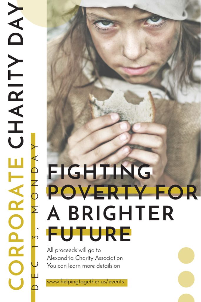 Ontwerpsjabloon van Tumblr van Poverty quote with child on Corporate Charity Day