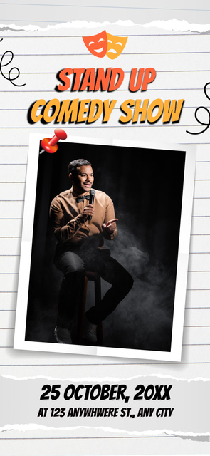 Designvorlage Stand-up Show Promo with Performing Comedian für Snapchat Geofilter