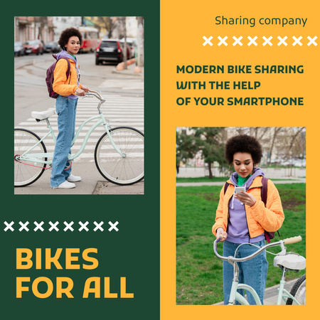 Kerékpármegosztó szolgáltatás hirdetése Instagram tervezősablon