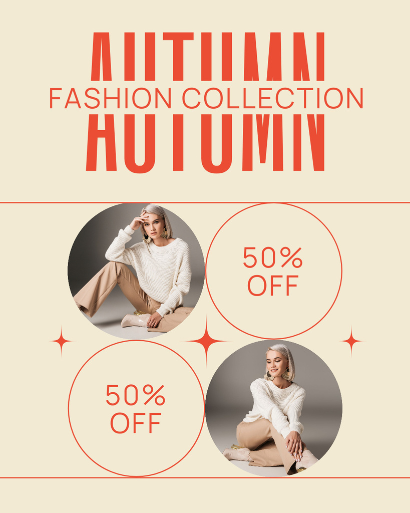 Elegant Outfit From Autumn Collection With Discounts Instagram Post Vertical Design Template