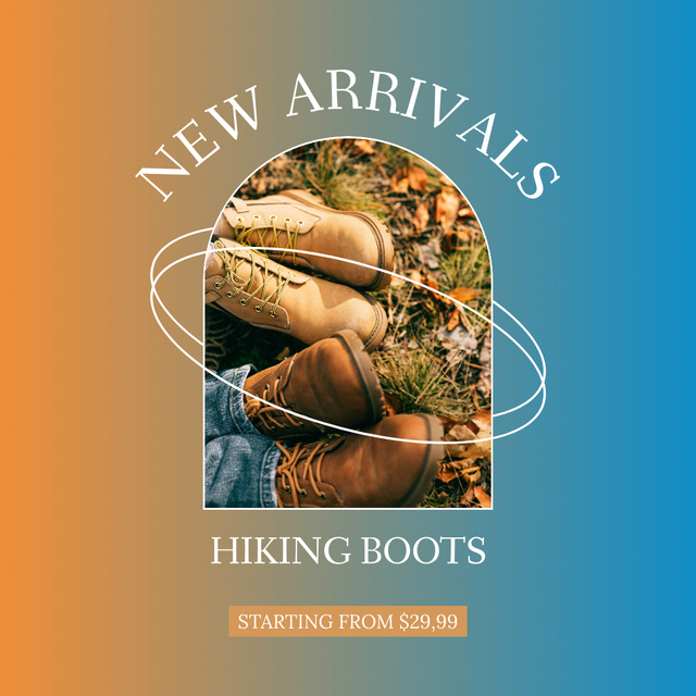 Hiking Feetwear Offer with Boots Instagram Design Template
