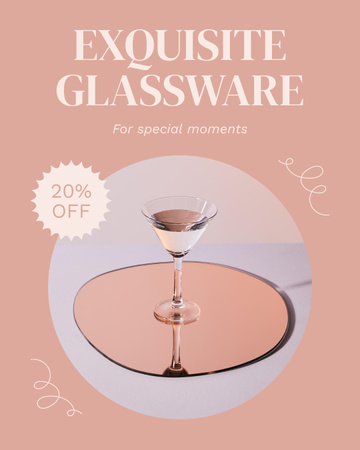 Excellent Discounts For Exquisite Glassware Instagram Post Vertical Design Template