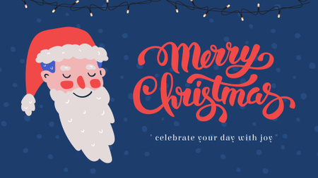 Wishing Merry Christmas With Smiling Santa Claus FB event cover tervezősablon