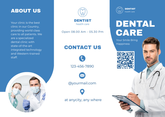 Dental Services with Professional Dentists Brochureデザインテンプレート