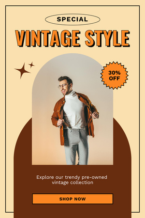 Vintage hipster style for man Pinterest – шаблон для дизайну