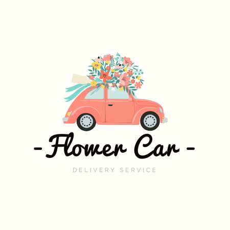 Plantilla de diseño de anuncio de servicio de entrega con lindo coche vintage Logo 