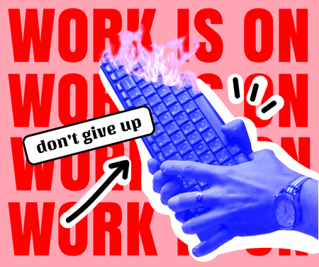 Ontwerpsjabloon van Facebook van Funny Joke about Work with Burning Keyboard