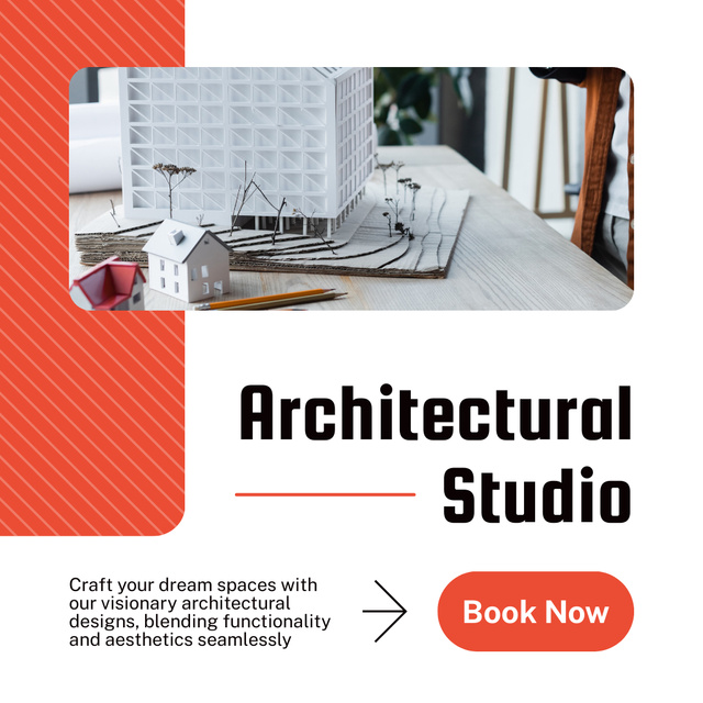 Architectural Studio Ad with Mockup on Table Instagram ADデザインテンプレート