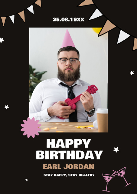 Wishes for Bearded Birthday Boy Poster Modelo de Design
