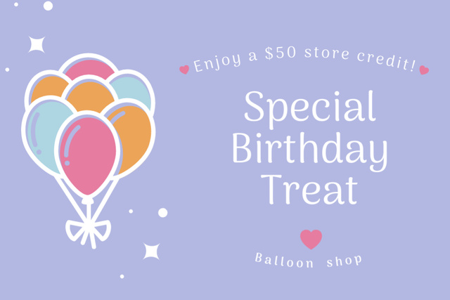 Plantilla de diseño de Special Offer on Birthday with Colorful Balloons Gift Certificate 