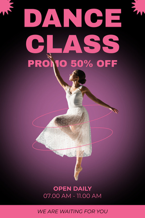Dance Class Promotion with Beautiful Young Lady Pinterest Design Template