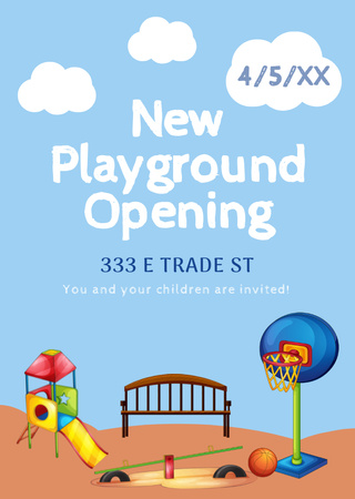Kids Playground Opening Announcement Flyer A6 Design Template