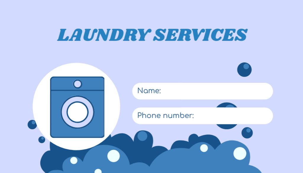 Plantilla de diseño de Laundry Services with Washing Machine Business Card US 