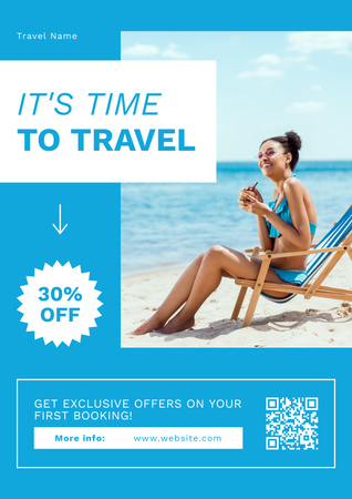 Summer Vacation Offer on Beach Poster Design Template