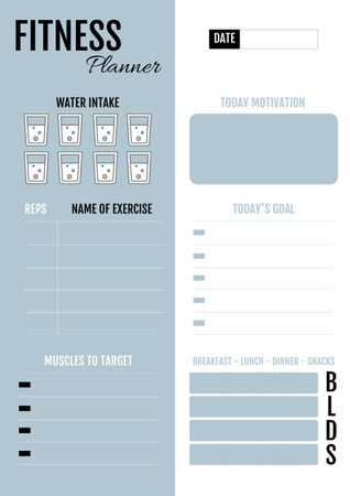 Fitness Notes in Blue Schedule Planner – шаблон для дизайну
