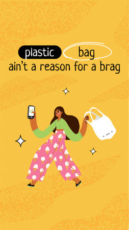 Eco Concept with Girl holding Plastic Bag Instagram Story Design Template