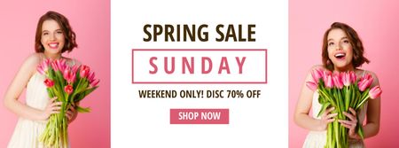 Plantilla de diseño de Spring Sale Sunday Weekend Only Facebook cover 