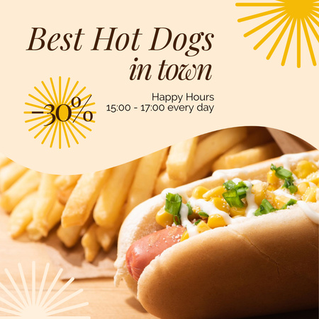 Designvorlage Angebot der besten Hot Dogs der Stadt für Instagram