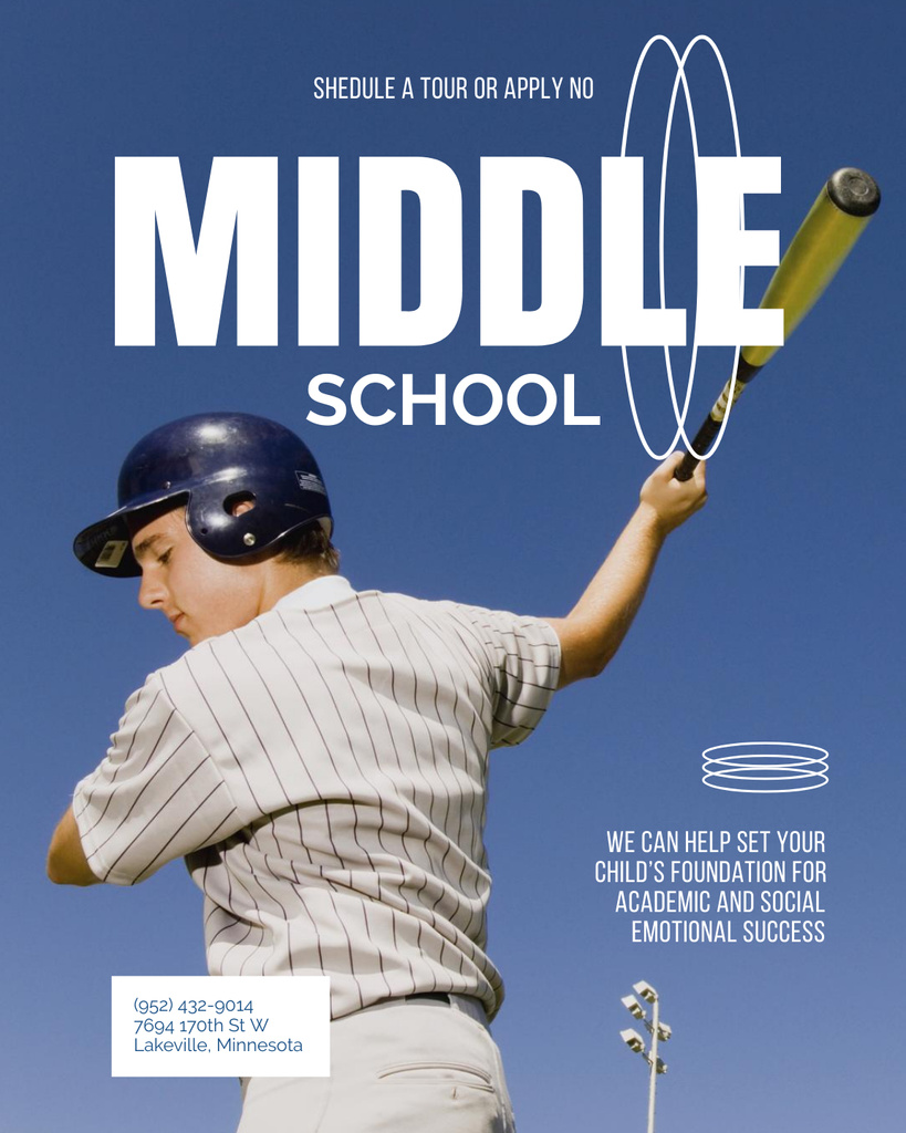 Offer of Middle School Enrollment with Athlete Poster 16x20in Design Template