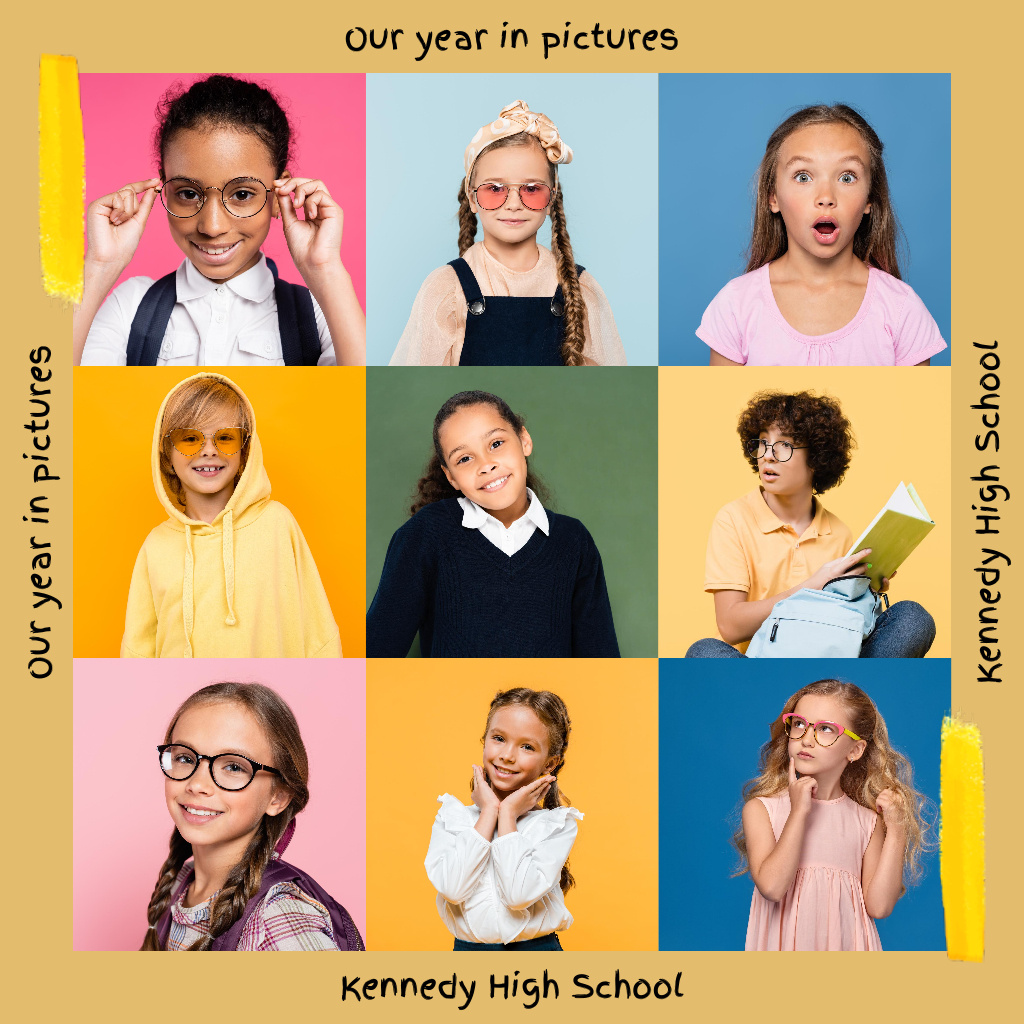 Heartfelt School Graduation Picture Diary with Schoolgirls Photo Book Design Template