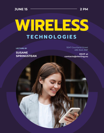Plantilla de diseño de Modern Technology Review with Woman Using Smartphone Poster 22x28in 