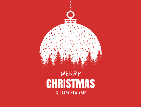 Joulun ja uudenvuoden hurraa metsäsiluetilla Postcard 4.2x5.5in Design Template