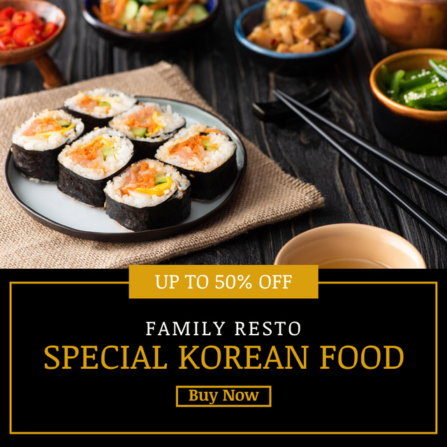 Ontwerpsjabloon van Instagram van Special Korean Food At Half Price Offer