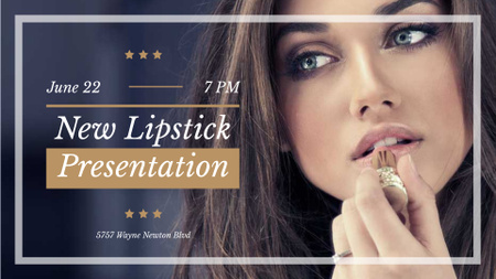 Szablon projektu Prezentacja szminki z kobietą malującą usta FB event cover
