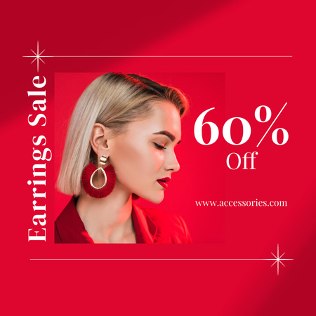 Fancy Earrings Sale on Red Instagram Design Template