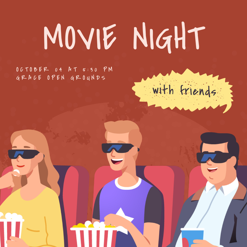 Ontwerpsjabloon van Instagram van Movie Night with Friends