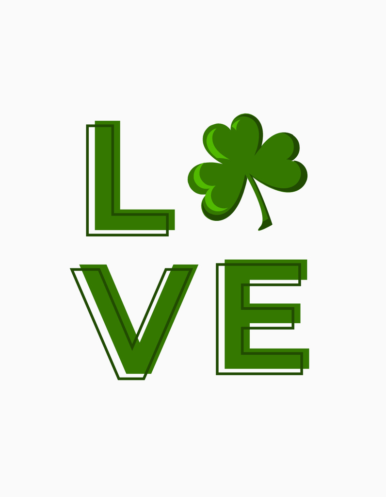 Lovely Holiday Wishes for St. Patrick's Day With Shamrock In White T-Shirt – шаблон для дизайна