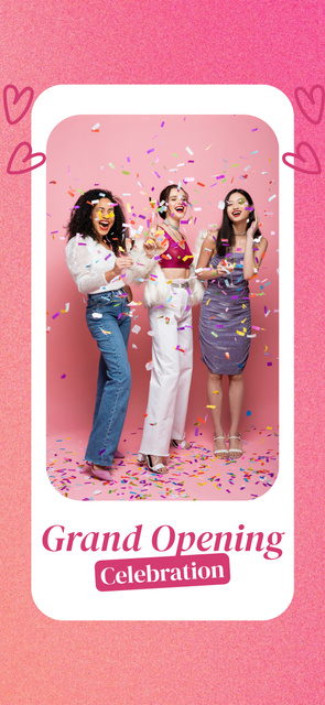 Designvorlage Bright And Fun Grand Opening Celebration With Confetti für Snapchat Geofilter