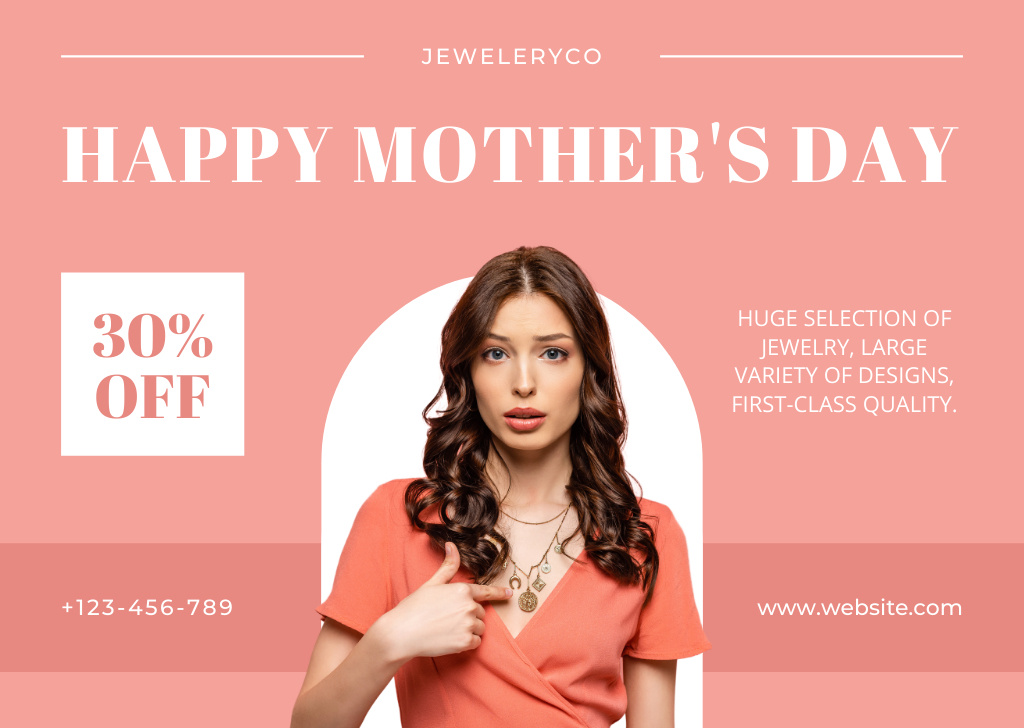 Template di design Mother's Day Offer of Precious Jewelry Card