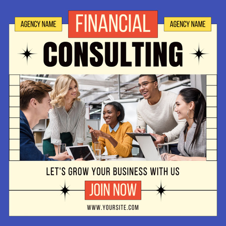 Services of Financial Consulting with Team of Businesspeople LinkedIn post tervezősablon