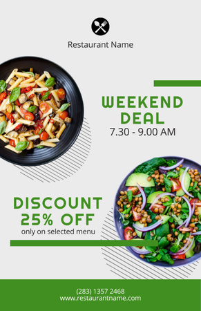 Weekend Offer of Tasty Dishes with Discount Recipe Card Design Template