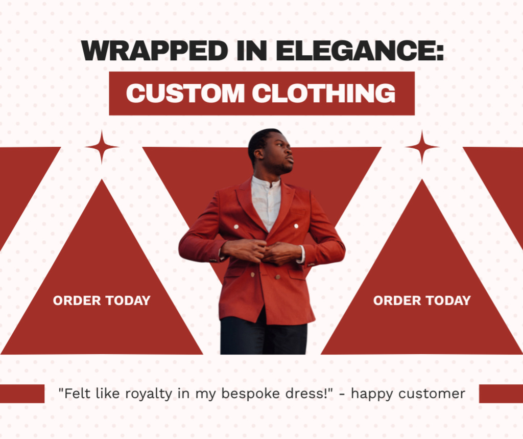 Custom Clothing Offer for Stylish Young Men Facebook Design Template