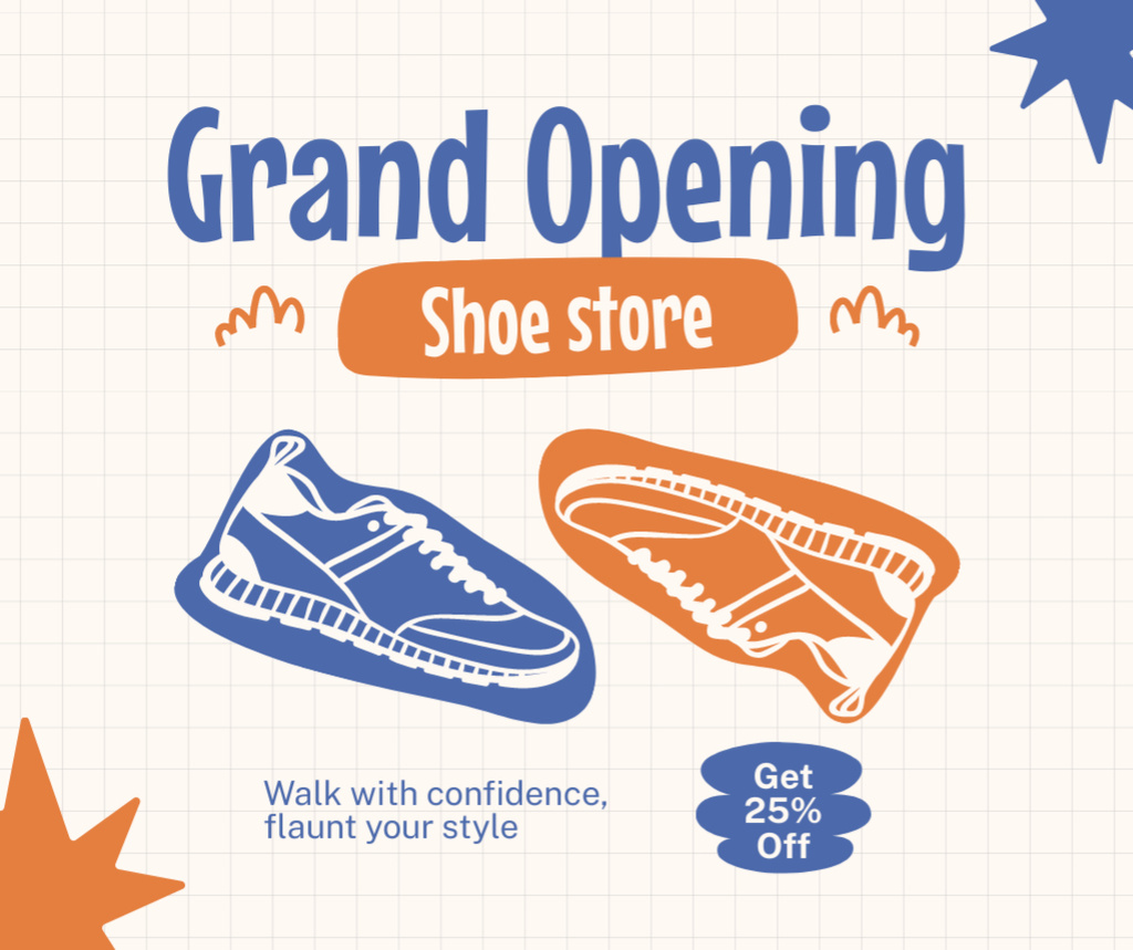 Designvorlage Grand Opening Shoe Store With Discounts für Facebook