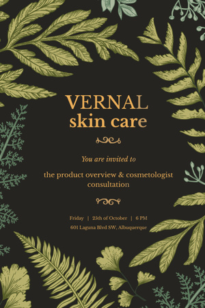 Ontwerpsjabloon van Invitation 6x9in van Skincare ad on Green fern leaves