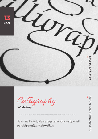 Plantilla de diseño de Calligraphy workshop Announcement Poster 