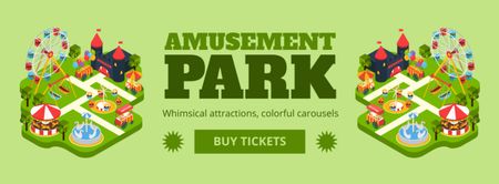 Розкішний парк розваг із атракціонами Facebook cover – шаблон для дизайну