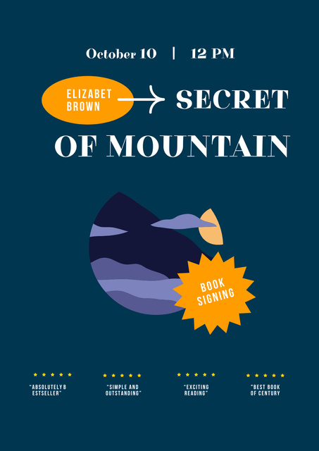Book Presentation with Illustration of Mountain Poster Design Template