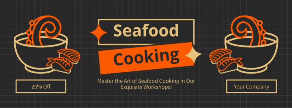Plantilla de diseño de Ad of Seafood Cooking with Octopus in Bowl Facebook cover 