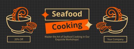 Ad of Seafood Cooking with Octopus in Bowl Facebook cover Design Template