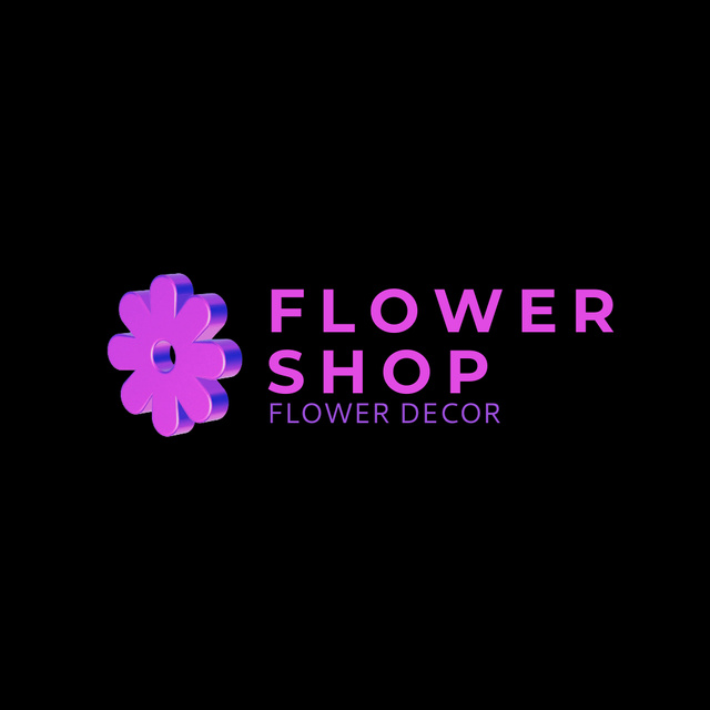 3D Emblem for Flower Design Service Animated Logo Πρότυπο σχεδίασης