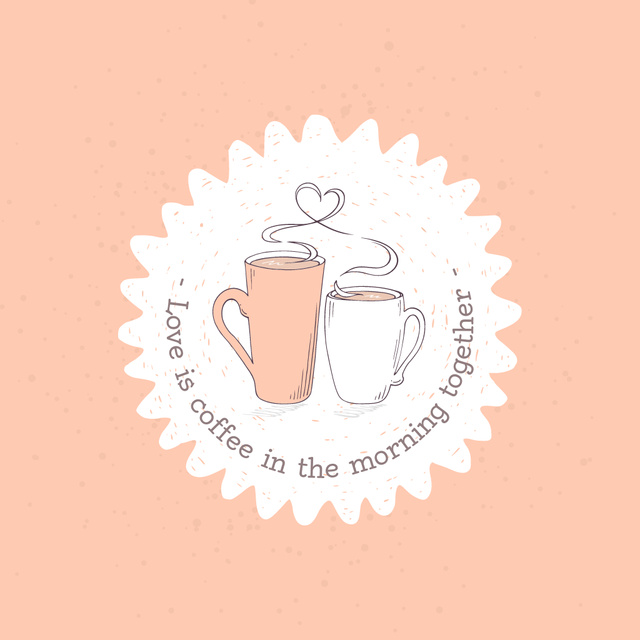Cafe Ad with Cute Coffee Cups Logo – шаблон для дизайна