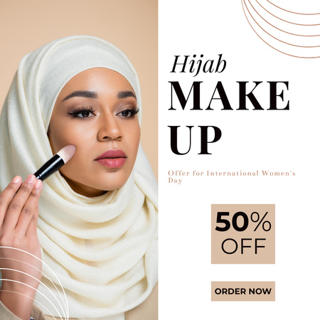 Makeup Sale Announcement for Muslim Women Instagram Design Template