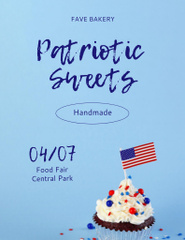 USA Independence Day Food Fair with Cupcake in Blue