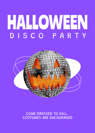 Whimsical Halloween Party With Disco Ball Flayer Design Template