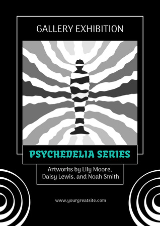 Psychedelic Exhibition in Gallery Announcement Poster tervezősablon